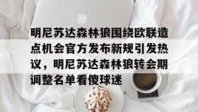 九游娱乐APP-明尼苏达森林狼围绕欧联造点机会官方发布新规引发热议，明尼苏达森林狼转会期调整名单看傻球迷的简单介绍